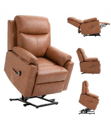 Power Lift Chair Electric Riser Recliner with Remote Control, Brown HOMCOM