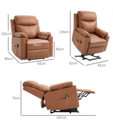 Power Lift Chair Electric Riser Recliner with Remote Control, Brown HOMCOM