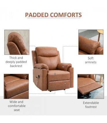 Power Lift Chair Electric Riser Recliner with Remote Control, Brown HOMCOM