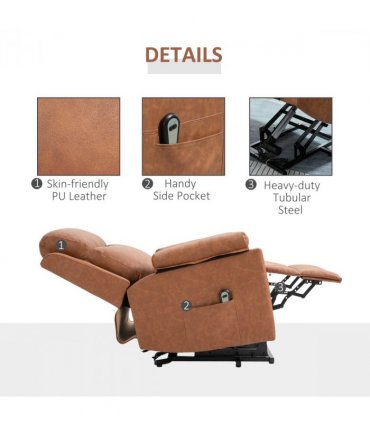 Power Lift Chair Electric Riser Recliner with Remote Control, Brown HOMCOM