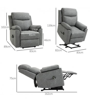 Power Lift Chair Electric Riser Recliner with Remote Control, Grey HOMCOM