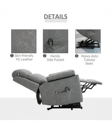 Power Lift Chair Electric Riser Recliner with Remote Control, Grey HOMCOM