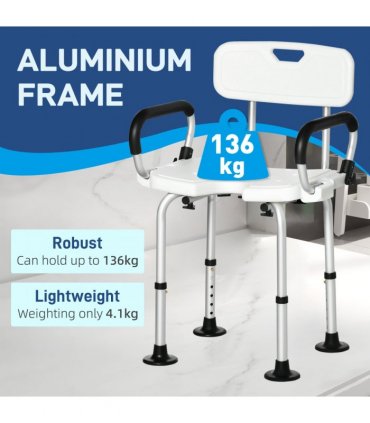 Adjustable Shower Stool with Suction Foot Pads for Elderly Disabled