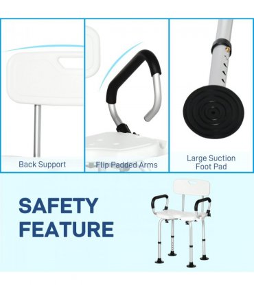 Adjustable Shower Stool with Suction Foot Pads for Elderly Disabled