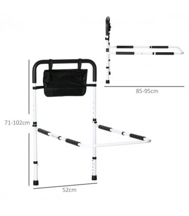 Adjustable Bed Assist Rail Grab Bar for Senior and Disabled White
