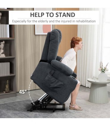 Riser and Recliner Chair Charcoal Grey 85W  x 103H cm Lift Chair for Elderly