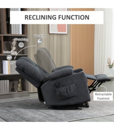 Riser and Recliner Chair Charcoal Grey 85W  x 103H cm Lift Chair for Elderly