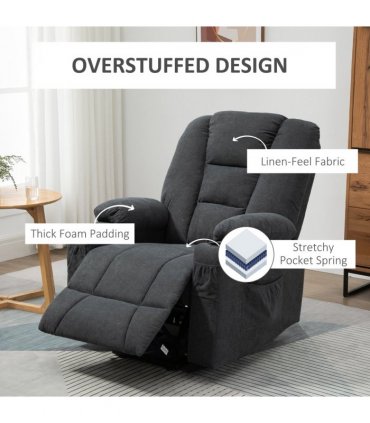 Riser and Recliner Chair Charcoal Grey 85W  x 103H cm Lift Chair for Elderly