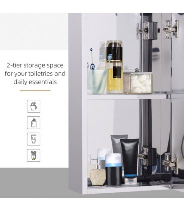Stainless steel cabinet wall-mounted mirror cabinet silver 55cm x 30cm x 14 cm