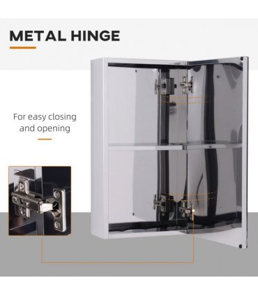 Stainless steel cabinet wall-mounted mirror cabinet silver 55cm x 30cm x 14 cm