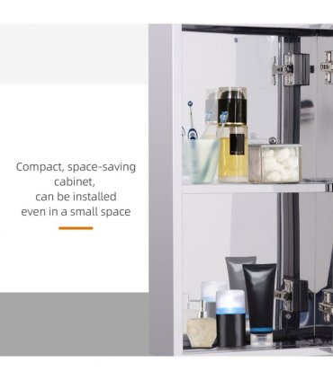 Stainless steel cabinet wall-mounted mirror cabinet silver 55cm x 30cm x 14 cm