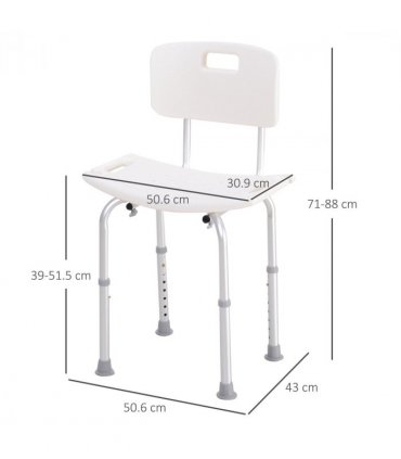 Bath Chair Shower Seat Safety Bathroom Elderly Aids Adjustable HOMCOM