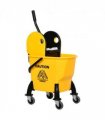 26L Mop Bucket & Water Wringer Wheels Plastic Body Metal Handle Yellow