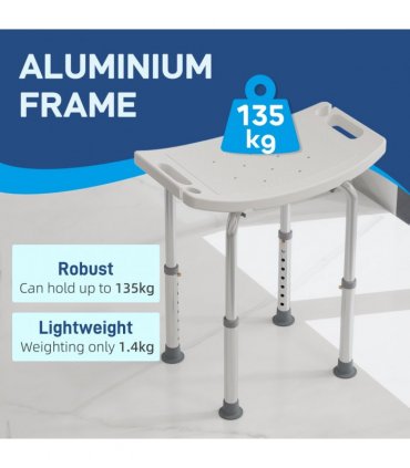 Mobility Shower and Bath Stool Bench Cream Aluminum 20x12x35 inches Lightweight