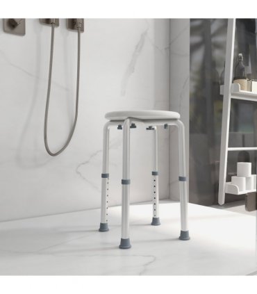 Shower Chair Bath Seat Aluminium White 35.5-54H X 32.2W x 41Dcm Mould Resistant
