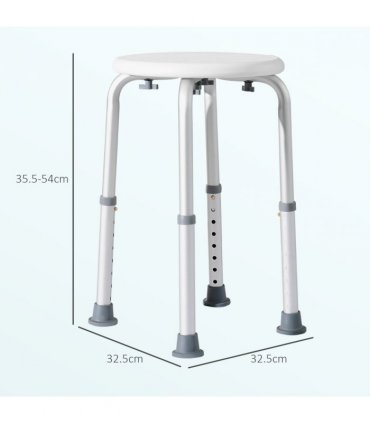 Shower Chair Bath Seat Aluminium White 35.5-54H X 32.2W x 41Dcm Mould Resistant