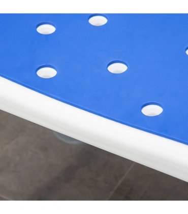 EVA Padded Shower Stool with Back and Arms 4 Suction Foot Pads Blue HOMCOM