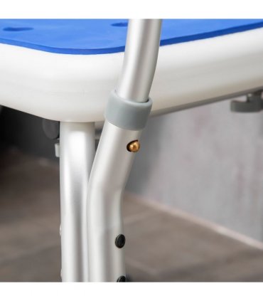 EVA Padded Shower Stool with Back and Arms 4 Suction Foot Pads Blue HOMCOM