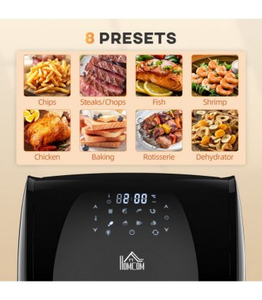 Air Fryer Oven 8 Preset Modes Rapid Air Circulation 1800W Black 12L