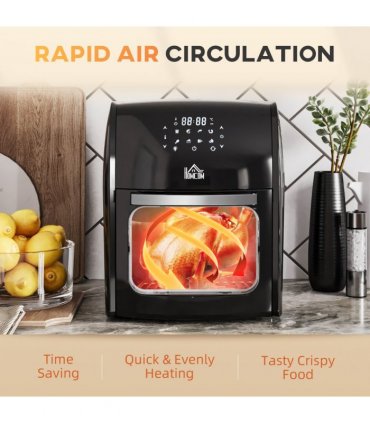 Air Fryer Oven 8 Preset Modes Rapid Air Circulation 1800W Black 12L