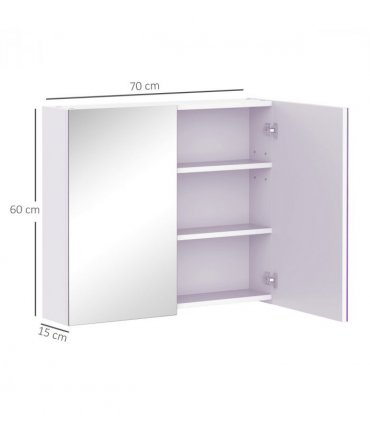 Wall Mounted Bathroom Mirror Storage Cabinet w/ Door Adjustable Shelf HOMCOM