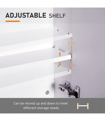 Wall Mounted Bathroom Mirror Storage Cabinet w/ Door Adjustable Shelf HOMCOM