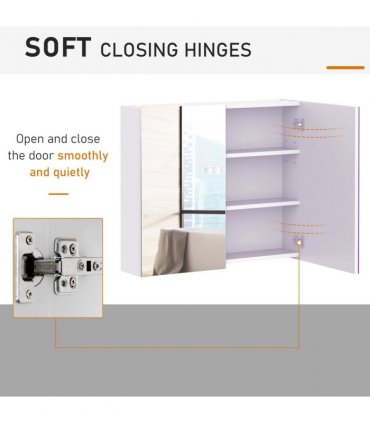 Wall Mounted Bathroom Mirror Storage Cabinet w/ Door Adjustable Shelf HOMCOM