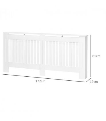 HOMCOM Radiator Cover Painted Slatted MDF Cabinet Lined Grill 172x19x81.5cm