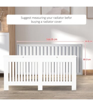 HOMCOM Radiator Cover Painted Slatted MDF Cabinet Lined Grill 172x19x81.5cm