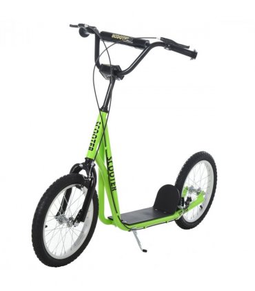 HOMCOM 90-96cm Kids Kick Scooter Adjustable Handlebar Inflatable Wheels Green