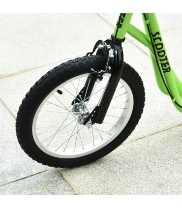HOMCOM 90-96cm Kids Kick Scooter Adjustable Handlebar Inflatable Wheels Green