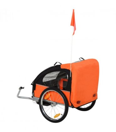 HOMCOM 18m 2-Seat Child Bike Trailer for Kid w/ Steel Frame Seat Belt Orange