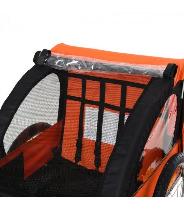 HOMCOM 18m 2-Seat Child Bike Trailer for Kid w/ Steel Frame Seat Belt Orange