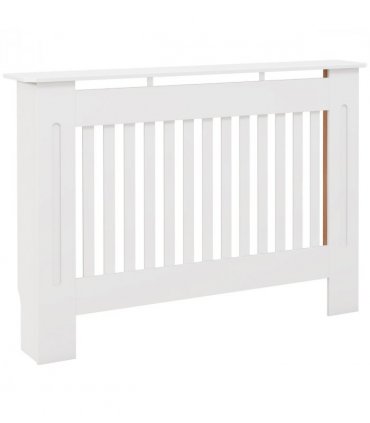 Radiator Cover White MDF Slatted Design Extra Storage Shelf 112x19x81cm
