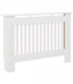 Radiator Cover White MDF Slatted Design Extra Storage Shelf 112x19x81cm