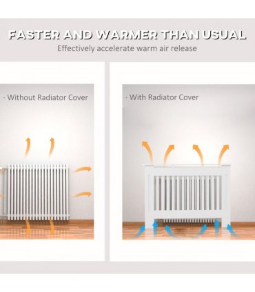 Radiator Cover White MDF Slatted Design Extra Storage Shelf 112x19x81cm