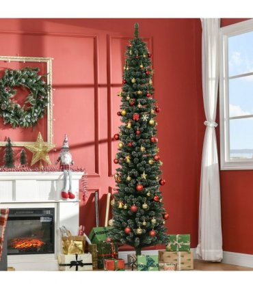 7.5FT Artificial Snow Dipped Christmas Tree Home Decoration Green HOMCOM