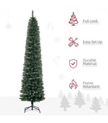 7.5FT Artificial Snow Dipped Christmas Tree Home Decoration Green HOMCOM