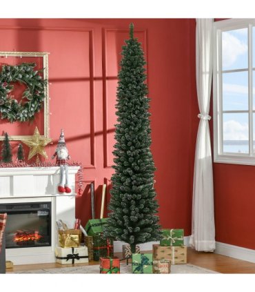 7.5FT Artificial Snow Dipped Christmas Tree Home Decoration Green HOMCOM