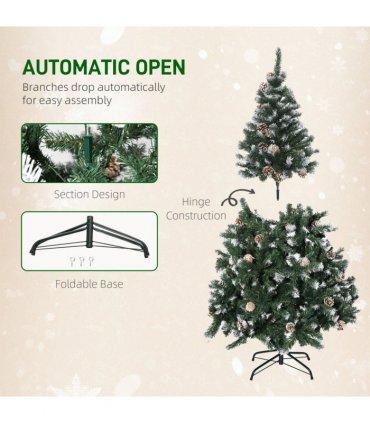 5FT Artificial Christmas Tree Xmas Indoor Decoration, Automatic Open HOMCOM