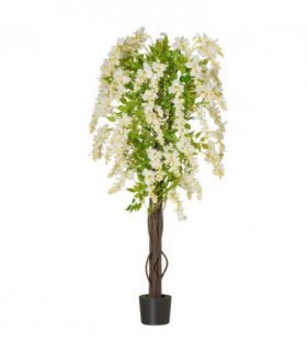 Artificial Realistic White Wisteria Tree Faux Decorative Plant, 160cm HOMCOM