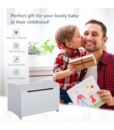 40x60cm Kids Storage Box Toy Organiser for Child 3 Yrs+ Bedroom Grey