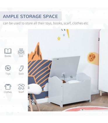 40x60cm Kids Storage Box Toy Organiser for Child 3 Yrs+ Bedroom Grey