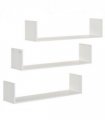 Set Wooden Floating Shelves Wall Mount CD DVD Display White 18H x 80L x 18Wcm