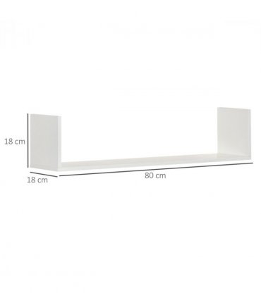 Set Wooden Floating Shelves Wall Mount CD DVD Display White 18H x 80L x 18Wcm