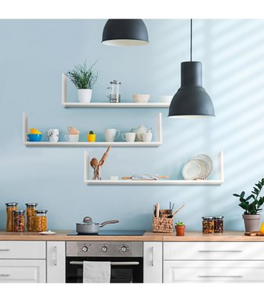 Set Wooden Floating Shelves Wall Mount CD DVD Display White 18H x 80L x 18Wcm