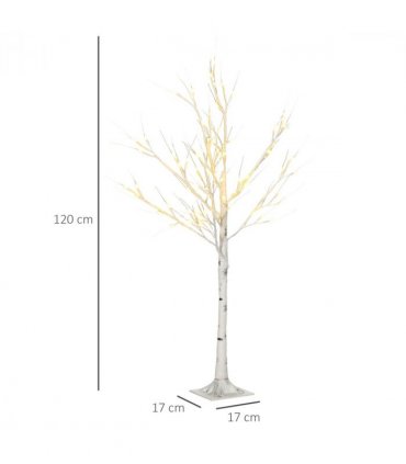 HOMCOM 4ft Artificial White Birch Tree Light  72 Warm White Pre-Lit LED Light