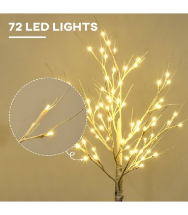 HOMCOM 4ft Artificial White Birch Tree Light  72 Warm White Pre-Lit LED Light