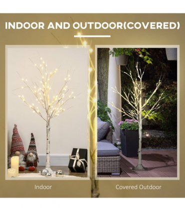 HOMCOM 4ft Artificial White Birch Tree Light  72 Warm White Pre-Lit LED Light