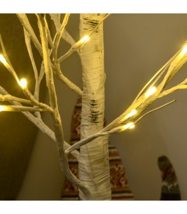 HOMCOM 4ft Artificial White Birch Tree Light  72 Warm White Pre-Lit LED Light